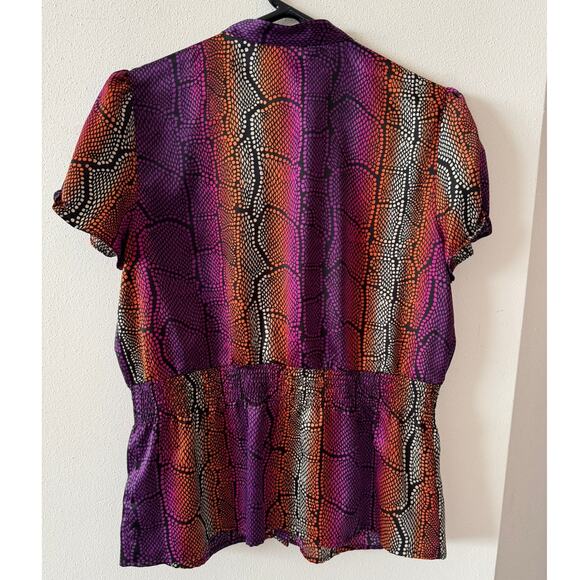 ✨ East 5th Satin Stripe Blouse Purple Orange Size Large – Workwear Chic Top✨ - Picture 2 of 2